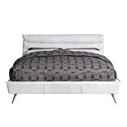 Doris II K Vintage white top grain leather upholstered modern king bed