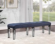 Black velvet upholstery & sliver finish legs bench