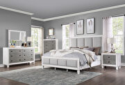 Gray linen channel-tufted headboard and footboard queen bed