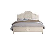 Wooden-crafted frame shown in an antique white finish king bed main photo