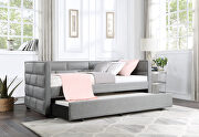 Gray fabric upholstery brick wall-tufted twin daybed main photo