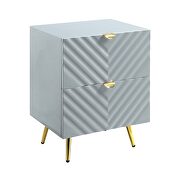 Gaines N Gray high gloss finish wave pattern design nightstand