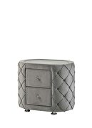 Gray velvet uphostery and black piping nightstand