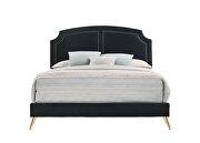 Gold-finished nailhead trim headboard contemporary king bed main photo