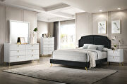 Gold-finished nailhead trim headboard contemporary queen bed