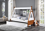 Oak & white finish house style design twin bed main photo