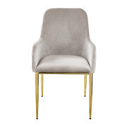 Gray velvet upholstery & mirrored gold finish base dining chair
