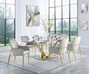Tempered glass top and mirrored gold finish base dining table
