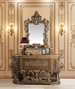 Brown & gold finish ornate scrollwork and endless details server main photo