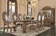 Brown & gold finish ornate scrollwork and endless details dining table