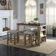 Durable marble top and oak finish base counter height table main photo