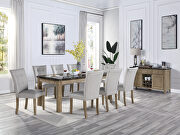 Marble top & oak finish base transitional style dining table