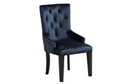 Varian (Black) C Black velvet finish upolstery button tufted parson dining chair