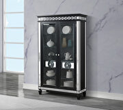 Varian (Black) Cu Black & sliver finish glass doors curio cabinet w/ storage