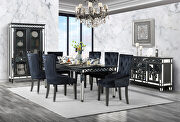 Varian (Black) Black & sliver finish rectangular leg dining table