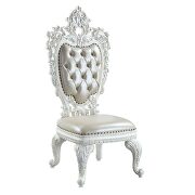 Antique white finish fabulous floral design dining chair main photo