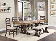 Rustic brown & oak finish x-shape pedestals rectangular dining table