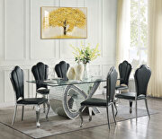 Noralie (Silver) Mirrored and faux diamonds rectangular dining table