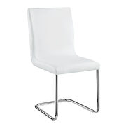 White pu upholstery & chrome finish base dining chair