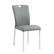 Gray pu upolstery & chrome finish legs dining chair