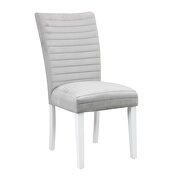 Elizaveta C Gray velvet upholstery and white high gloss finish base dining chair