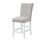 Elizaveta C Gray velvet upholstery and white high gloss finish base counter height chair