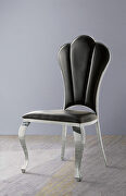 Black pu upholstery and shiny stainless-steel frame dining chair main photo