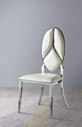 Cyrene (Beige) II Beige pu upholstery and shiny stainless steel frame dining chair