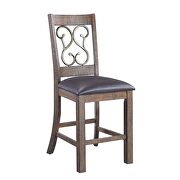 Black pu upholstery & weathered cherry finish base counter height chair