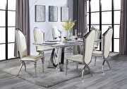 Gray marble top and stainless steel frame dining table main photo