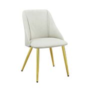 White pu upholstery and gold finish metall legs dining chair