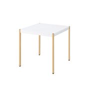 White to & gold finish metal tube legs end table