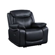 Black top grain leather 2-stage reclining action chair