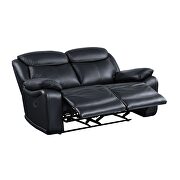 Black top grain leather 2-stage reclining action loveseat