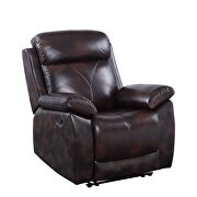 Dark brown top grain leather upholstery motion recliner chair
