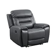 Gray top grain leather motion recliner chair w/ brilliant lifting function