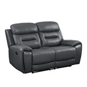 Gray top grain leather motion loveseat w/ brilliant lifting function