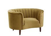 Olive yellow velvet upholstery deep channel tufting chair