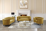 Olive yellow velvet upholstery deep channel tufting sofa main photo