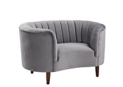 Gray velvet upholstery deep channel tufting chair