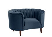 Blue velvet upholstery deep channel tufting chair