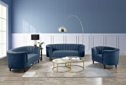 Blue velvet upholstery deep channel tufting sofa