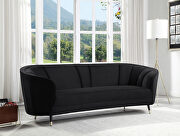 Black velvet upholstery deep channel stitching sofa main photo