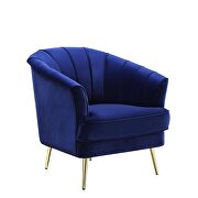Blue velvet upholstery vertical channel tufting chair main photo