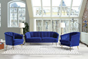 Blue velvet upholstery vertical channel tufting sofa