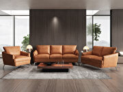 Cappuccino finish leather and sturdy, wooden inner frame sofa