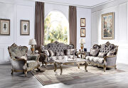 Fabric & antique bronze finish plush and luxurious with rich upholstery sofa