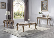 Marble top & antique bronze finish gold trim accent coffee table
