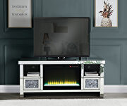 Noralie VII Mirrored & faux diamonds glamour TV stand w/ fireplace