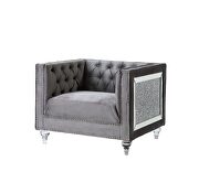Heiberoii (Gray) C Gray velvet faux diamond trim classic chair